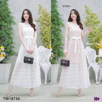 ราคา PP18750 dress ผ้าลูกไม้ซีทรูสีขาวแขนกุด .. (21690799194)