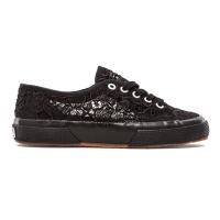 ราคา สวยเท่ 100 บาท!! รองเท้าผ้าใบลูกไม้สีดำ Superga สำหรับเท้าไซส์ 36 มือสอง (2207470823)