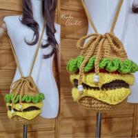 ราคา กระเป๋าถักทรงถังป๊อปคอร์น Popcorn/Beer/Hamburger bag crochet (28252544186)