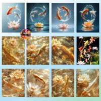 ราคา Diamond Painting 5D DIY ปลา สีทอง ครอสติสคริสตัล 5 มิติ ภาพติดเพชร ตกแต่งผนัง รูปภาพ ขนาด WxH 30x40 (24591773468)