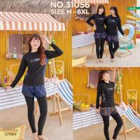 ราคา Summer Story ชุดว่ายน้ำผู้หญิงเสื้อแขนยาว กางเกงขาสั้นติดกับกางเกงขายาว 31056 ชุดว่ายน้ำอิสลาม size M-6XL (27332856013)