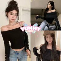 ราคา Yummy Shop พร้อมส่ง (98275) เสื้อเปิดไหล่ไหมพรมแขนยาว ใส่สบายมากผ้าร่องยืดตามตัวทรงครอปสั้น (27824225299)