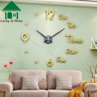 ราคา Luckyathome นาฬิกาติดผนัง DIY 3D 75*75นาฬิกาสไตล์โมเดิร์นแบบเงียบสงบ สีดำ มีหลายขนาด (5737081626)