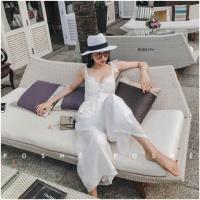 ราคา TW8284จั้มสูทชีฟองผูกไหล่ขายาวสีขาว (5516446638)