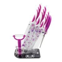 ราคา GetZhop ชุดมีดเซรามิค 6 ชิ้น Ceramic knife Set ลายดอกไม้ Konoll รุ่น KN0005 (Purple) (314091621)