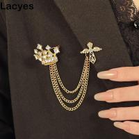 ราคา LAYES Crown พู่เข็มกลัดRhineStone Chain สไตล์เกาหลี Alloy Cross Pin เครื่องประดับสำหรับผู้ชาย (46658088724)