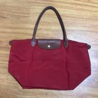 ราคา กระเป๋า Longchamp Le Pliage size M หูยาว มือสอง สีแดง (1601205440)