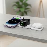 ราคา แผ่นรองชาร์จไร้สายแม่เหล็ก 3-in-1 สําหรับ iPhone 14 13 12 Pro Max X AirPods Apple Watch ชาร์จเร็ว 15W แท่นชาร์จ (53954476793)