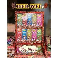 ราคา ช็อกโกแลต Her Wei แพค10ชิ้น ช็อคโกแลตแท่งผสมอัลมอลด์ (6941222520)