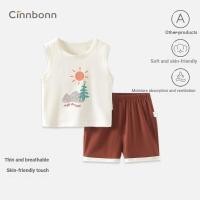 ราคา เสื้อผ้าเด็กฤดูร้อนชุดสองชิ้นชายหญิงสไตล์เดียวกันเสื้อกั๊กแขนกุดกางเกงขาสั้นสูทเป็นมิตรกับผิวนุ่มระบายอากาศ (57459120231)