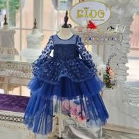 ราคา ชุดราตรีเด็ก(หน้าร้านอยู่รัชดา ลองได้ถ่ายรูปเองจากชุดจริง)E185สีน้ำเงิน ตกแต่งด้วยดอกไม้ กระโปรงหน้าสั้นหลังยาว แขนยาว (7373947504)