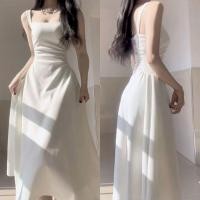 ราคา French Tea Break ชุดเดรสสลิงสีขาวเด็กฤดูร้อน 2026 สไตล์ใหม่ขนาดเล็ก a-Line เอวแคบกระโปรงยาวสีขาว (43579213124)