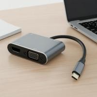 ราคา ฮับ USB-C 4-in-1 เป็น HDMI, VGA, USB 3.0, ชาร์จเร็ว 100W PD, อะแดปเตอร์ AV สําหรับ MacBook Pro/PC (41029145311)