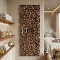 ราคา แผ่นไม้สักแท้แกะสลัก ของแต่งบ้านแขวนผนัง สีน้ำตาล 91×36 ซม. I Teak Carved Wall Hanging Home Decor (25695317337)