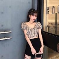 ราคา พร้อมส่ง มาใหม่ เสื้อลายสก๊อต แขนตุ๊กตา (4731814614)