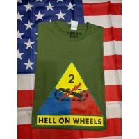 ราคา เสื้อยืดกองทัพ 2Nd Armored Division US Army เสื้อยืด Vintage ทหารเสื้อยืด (23419895144)