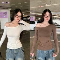 ราคา เสื้อแขนยาว ปาดไหล่ข้างเดียว ผ้าเรย่อน (43215074899)