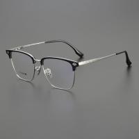 ราคา BENR Chrome hearts เวอร์ชั่นเกาหลีแฟชั่น Retro Half-Frame กรอบแว่นตาไทเทเนียมบริสุทธิ์ Chrome hearts ชาย Ultra-Light Full-Frame สายตาสั้นกรอบแว่นตา (44080552441)