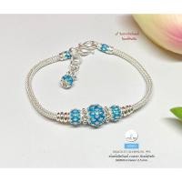 ราคา สร้อยข้อมือเงินแท้สุโขทัย งานสุโขทัยแท้ ลาย 3 เสาลงยาพร้อมตุ้งติ้งถุงเงิน"รับทรัพย์"เล่นลายดอกพิกุล ลงยาสีฟ้าเข้ม:SK0503 (13347517556)