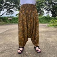 ราคา กางเกงม้ง ผ้าฝ้ายพิมพ์ลาย ขาจั๊ม เอวฟรีไซส์ (18186058290)