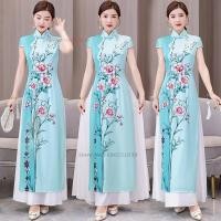 ราคา 【Available】traditional dress dresses Vietnam ao dai 2023 Chinese evening dresses qipao floral print elegant Oriental vin (28656792168)