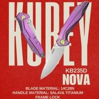 ราคา มีดพับ Kubey Nova Frame Lock Flipper Folding Knife Purple 6AL4V Titanium Handle 3.66" Bead Blasted 14C28N KB235D (27788308076)
