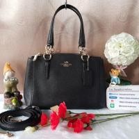 ราคา COACH F57523 MINI CHRISTIE CARRYALL IN CROSSGRAIN LEATHER COLOR : IMITATION GOLD/BLACK (873125284)