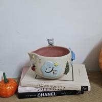 ราคา [Handmade] Chawan ถ้วยชงมัทฉะลายน้องแมวเทาลายสลิดเกาะขอบถ้วยChristmas (40922301686)