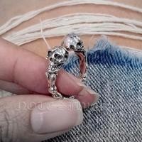 ราคา แหวนเงินแท้ ข้อกระดูก หัวกะโหลกคู่ (ไม่ฝังตา) Sterling Silver 925 NSRG 2794 (10563949481)