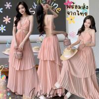 ราคา (Dress5-179)พร้อมส่ง Sexy Pleat Dress เดรสพลีทชีฟอง สุดเซ็กซี่ เปิดหลัง เที่ยว ดินเนอร์ ทะเล สีโอรส ขลับผิวสุด (23272243238)