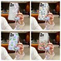 ราคา ลายดอกไม้ ซิลิโคนใส พร้อมสายโซ่คล้อง สําหรับ For iPhone 13 เคสไอโฟน 11 14 12 15 Pro Max X Xr Xs Max 6 7 8 Plus SE 2020 (27301470246)
