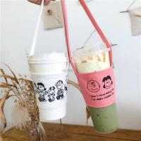 ราคา Ins Snoopy Eco เครื่องดื่มถ้วยฝาครอบแก้วแขนห่อมือเขย่าถ้วยกระเป๋าถ้วยชาชุด Tote Bag (44165888740)