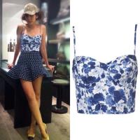 ราคา Topshop Crop Top Bralet Bustier-Floral-Blue(มือ2) (4044329656)