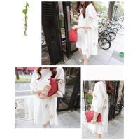 ราคา น่ารัก เกาหลี 8870 ชุดคลุมท้องทำงาน ชุดคลุมท้องสวยๆ ชุดคลุมท้องลายดอกสีขาว (3005154094)
