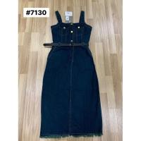 ราคา (ใส่1ครั้ง) S เดรสยีนส์สายเดี่ยวตัวยาว+เข็มขัด (26115336513)