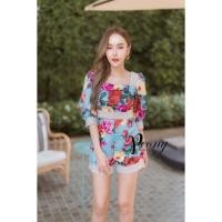 ราคา ♥️ป้าย Peony♥️#ชุดเข้าเซทผู้หญิง เซทเสื้อครอปและกางเกงขาสั้นน่ารักมากๆชุดใส่เที่ยว (14950776258)