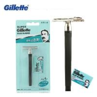 ราคา Gillette Super Blue Shaving Razor Double-Sided Blade Old-Fashioned Manual Shaver Men's Razor Authentic Safety Razors For (25036534906)