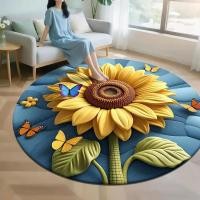 ราคา 120เซนติเมตรดอกทานตะวันรอบพรมพื้นที่,ฤดูร้อนสีเหลืองดอกทานตะวันแบบดอกไม้รอบพรมเช็ดเท้า,ลื่นดูดซับล้างทําความสะอาดได้พรม (54306951253)