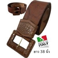 ราคา T1 เข็มขัดหนังแท้ลายจระเข้ดีไซน์วินเทจคลาสสิก ผลิตในอิตาลี (Made in Italy)มือสอง ขายตามสภาพ (41980092093)