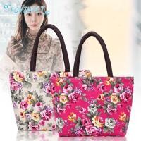ราคา กระเป๋าถือ กระเป๋าสะพายไหล่ผ้าแคนวาสซิปกระเป๋าช้อปปิ้งดอกไม้ผู้หญิง (57059358754)