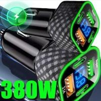 ราคา USB ที่ชาร์จโทรศัพท์ในรถยนต์ 380W แบบคู่ PD 4 in 1 พร้อมจอแสดงผลแรงดันไฟฟ้า ชาร์จเร็วสุดสำหรับ iPhon (49701248082)