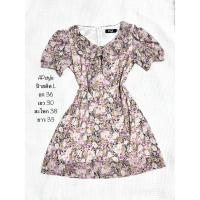 ราคา มินิเดรสใส่เที่ยวผ้าชีฟองสีม่วงลายดอกไม้ ไซส์ L (29024872025)
