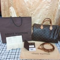 ราคา Used LV SPEEDY 35 Monogram มีสาย ลายโมโนแกรม ขนาด 35 ปี2013 DC DU0163 (5950312824)