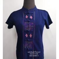 ราคา เสื้อหม้อห้อมปักคอจีนกระดุมจีนเข้ารูปแขนสั้น (13735951774)