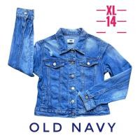 ราคา สินค้ามือสอง แจ็คเก็ต เสื้อกันหนาว แบรนด์แท้ เสื้อแจ็กเก็ตยีนส์ Old Navy Jackets แต่งขาด สะกิด ไซส์ XL (14) อก 35 นิ้ว (28869912341)