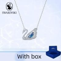 ราคา สร้อยคอมุคกิ.swarovski ดีไซน์หงส์เต้นรำพลอยสีฟ้า เงินแท้ S925 พร้อมกล่อง (45105908238)