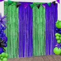 ราคา การ์ตูนเต่าฟอยล์ Fringe ผ้าม่านตกแต่งวันเกิด, 2 แพ็ค 3.28 x 6.56 Ft สีเขียวสีม่วง Tinsel ฉากหลังรถบรรทุกมอนสเตอร์บูธ Photo Props สีเขียว Hero ตกแต่งวันเกิด F (57209209418)