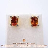 ราคา ต่างหูพลอยบุษราคัมจันท์ พลอยสีแม่โขง ประกายทั้งเม็ด พลอย 1.7 กะรัต ตัวเรือนทองคำแท้ 90% มีใบรับประก (57709965103)