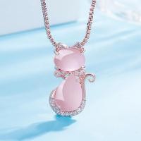 ราคา Rose Gold ธรรมชาติ Hibiscus หินแมวจี้ Rose Gold สร้อยคอเครื่องประดับสาว (19181869978)