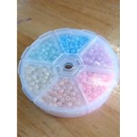ราคา พร้อมส่ง!!! set ลูกปัดเม็ดทราย 4 mm. เคลือบมุก 6 สี งานร้อย งานตกแต่ง งาน D.I.Y. (57253873246)